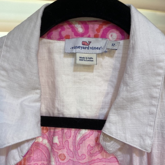 Vineyard Vines matching set women linen shirt and elastic Tie-Waist size 12 L - Picture 3 of 8
